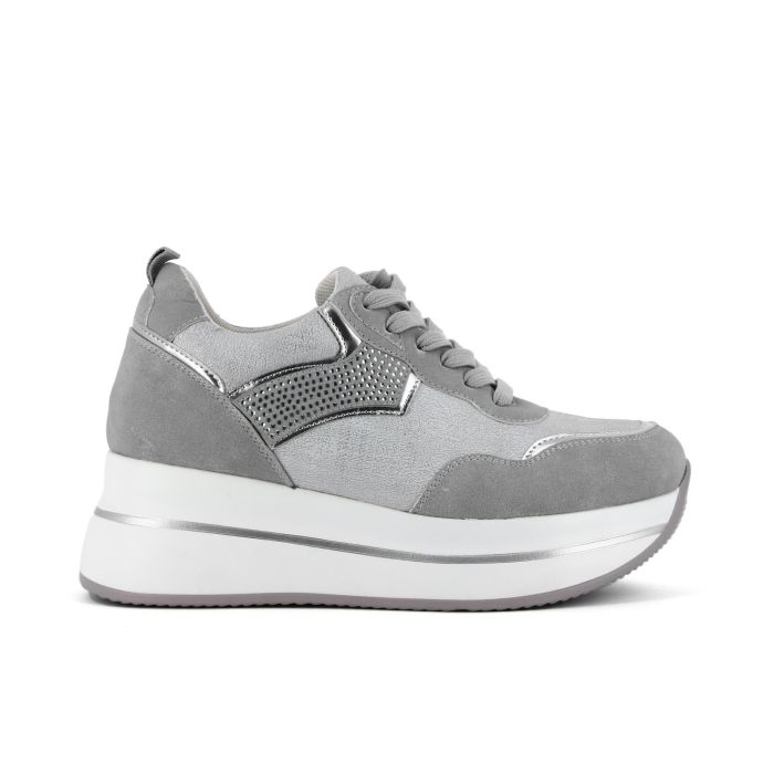 Sneakers grigie con zeppa e soletta inerna in memory foam