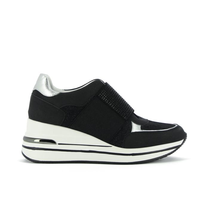 Sneakers nere senza lacci con banda elastica strass e suola memory foam