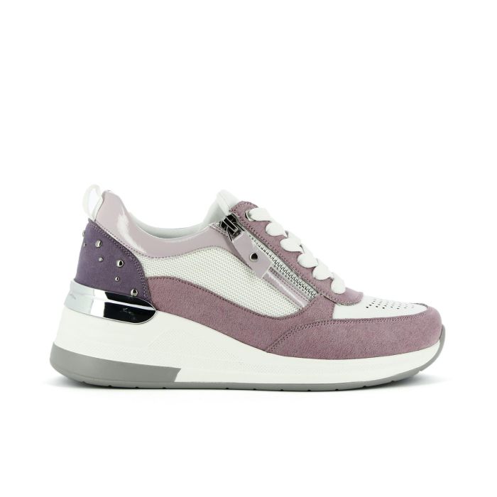Sneakers viola traforate con zip borchie e suola memory foam