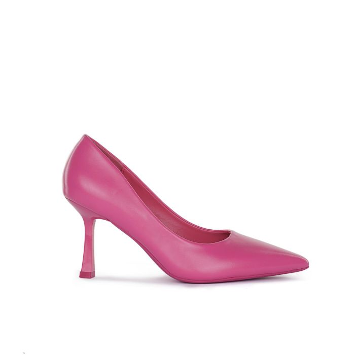 Decolletè fucsia a punta con tacco medio a rocchetto