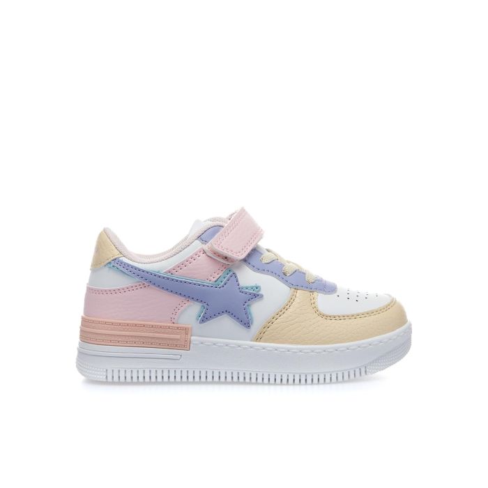 Sneakers bimba bianche con strappo e stella