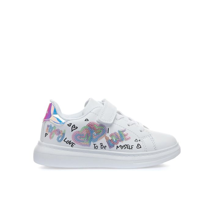 Sneakers bianche con strappi e paillettes