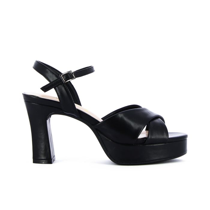 Sandali neri con cinturino e tacco alto largo con plateau