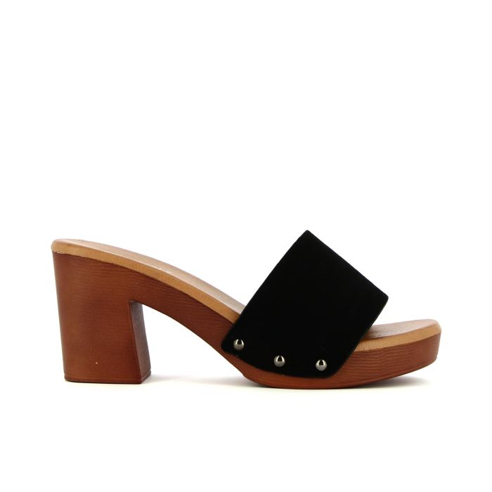 Zoccoli neri con tacco e plateau