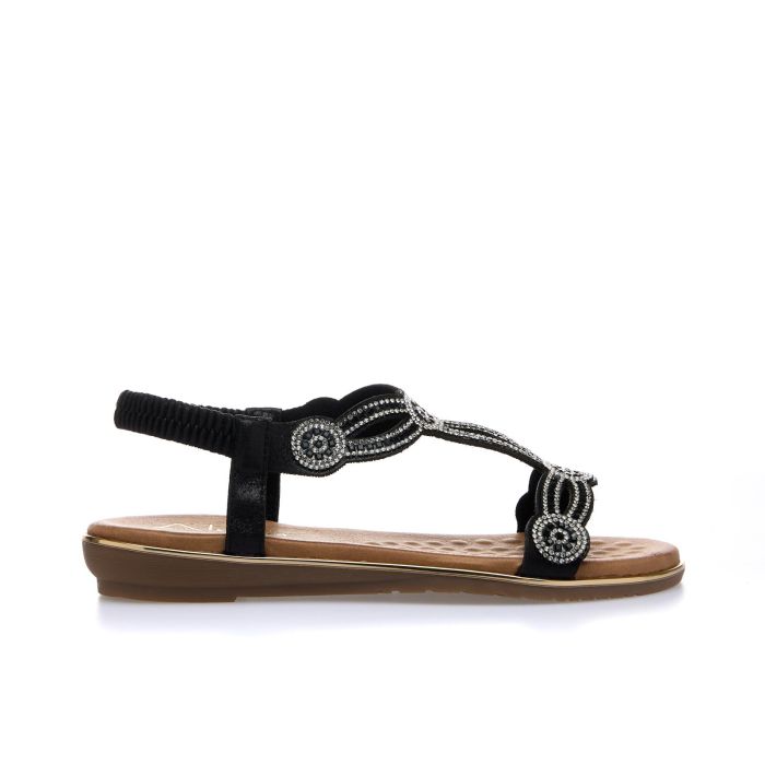 Sandali bassi neri con strass