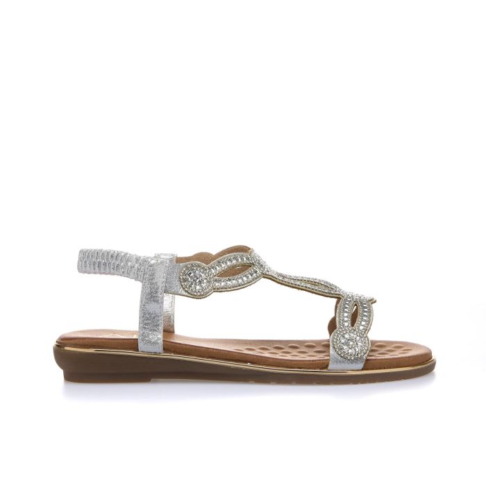 Sandali bassi argento con strass