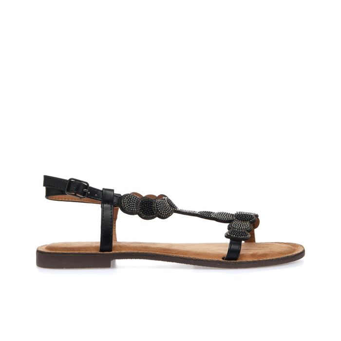 Sandali bassi neri con strass