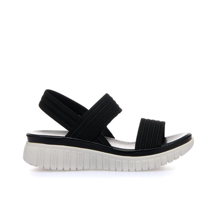 Sandali comfort neri con zeppa