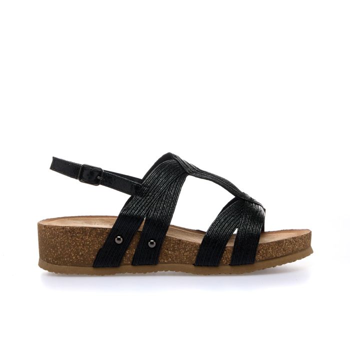 Sandali neri con fondo effetto sughero