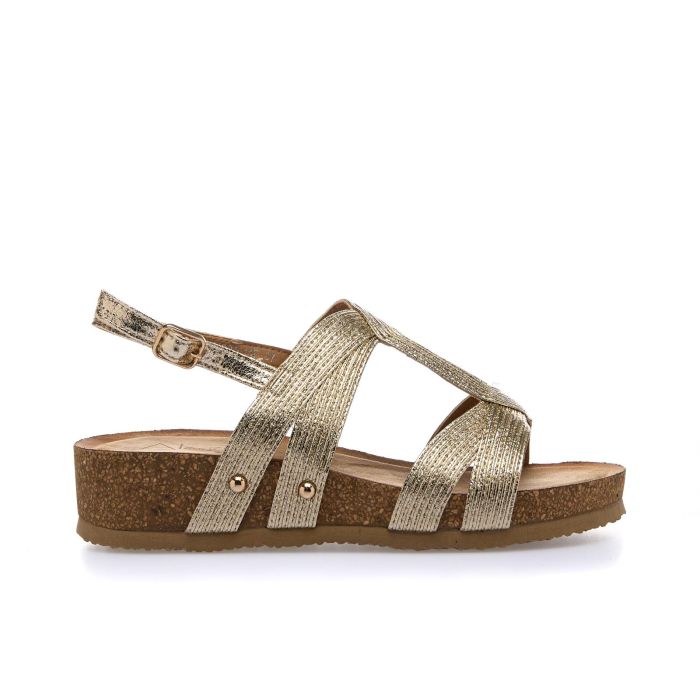 Sandali oro con fondo effetto sughero