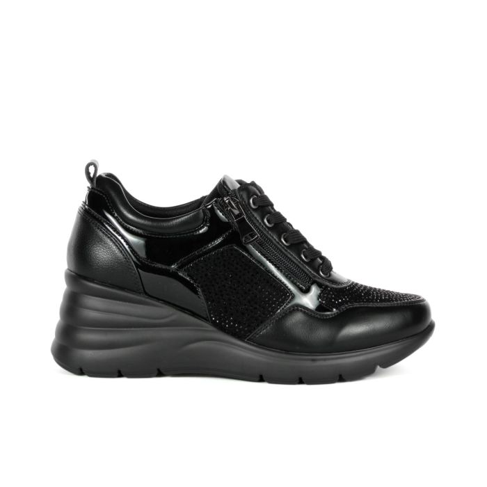 Sneakers nere con zeppa e strass
