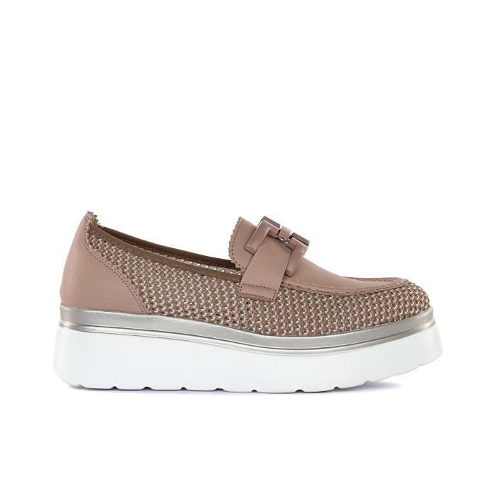 Mocassini casual rosa da donna con suola platform