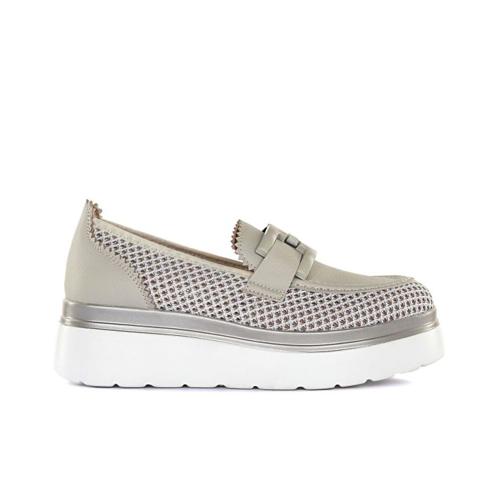 Mocassini casual grigi da donna con suola platform