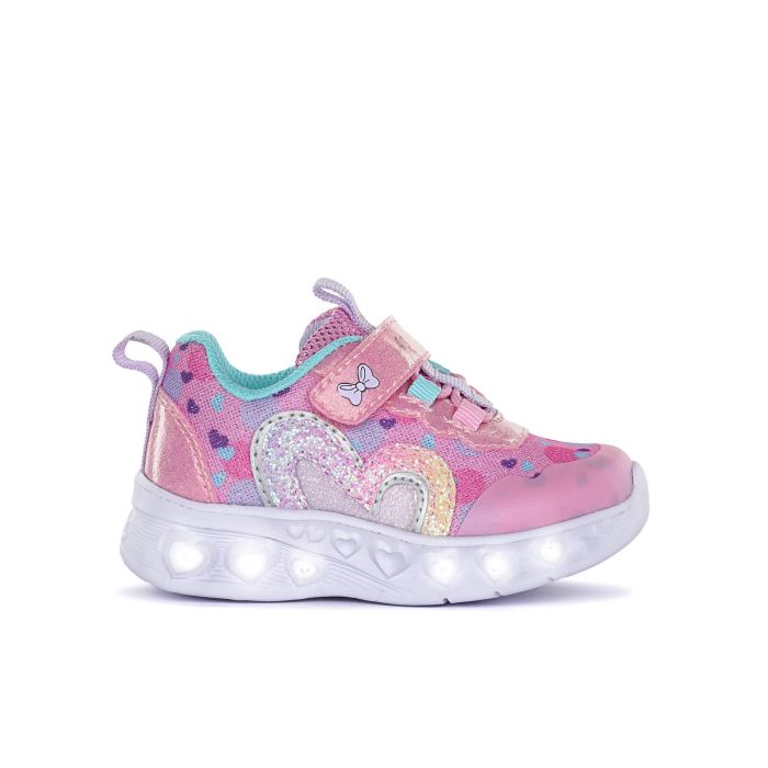 Sneakers rosa da bambina con luci e dettagli glitter