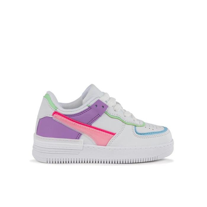 Sneakers bianche da bimba con dettagli colorati