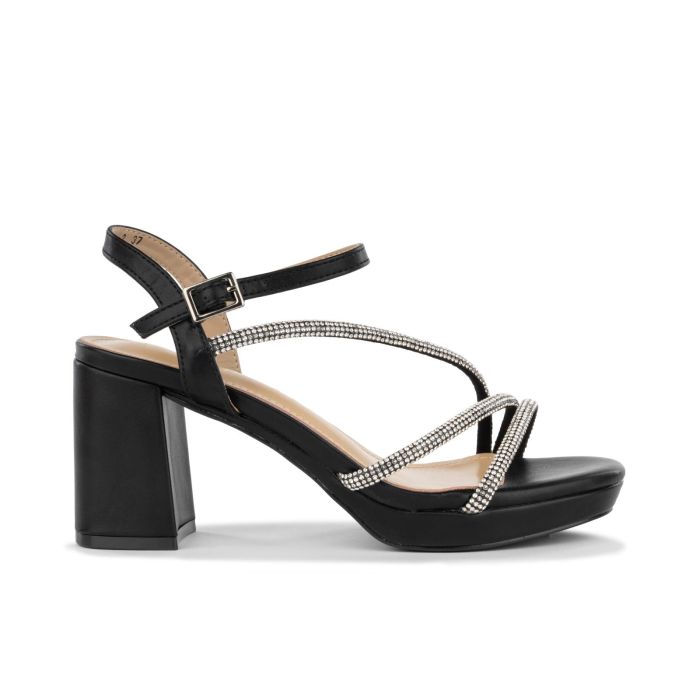 Sandali con tacco neri con micro strass