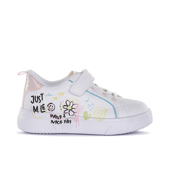 Sneakers bianche da bambina con disegni
