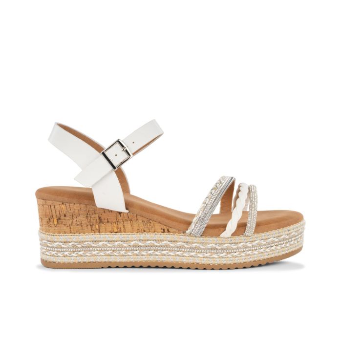 Sandali con zeppa bianchi da donna