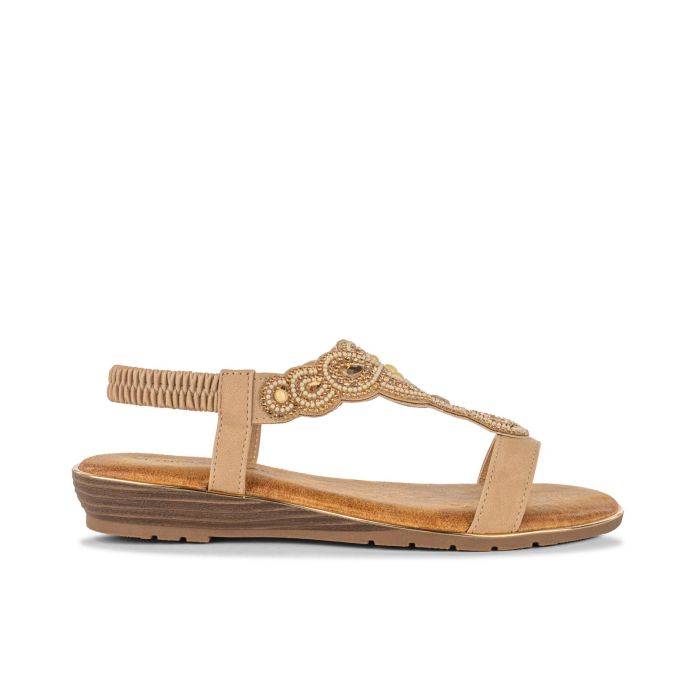 Sandali con zeppa beige da donna
