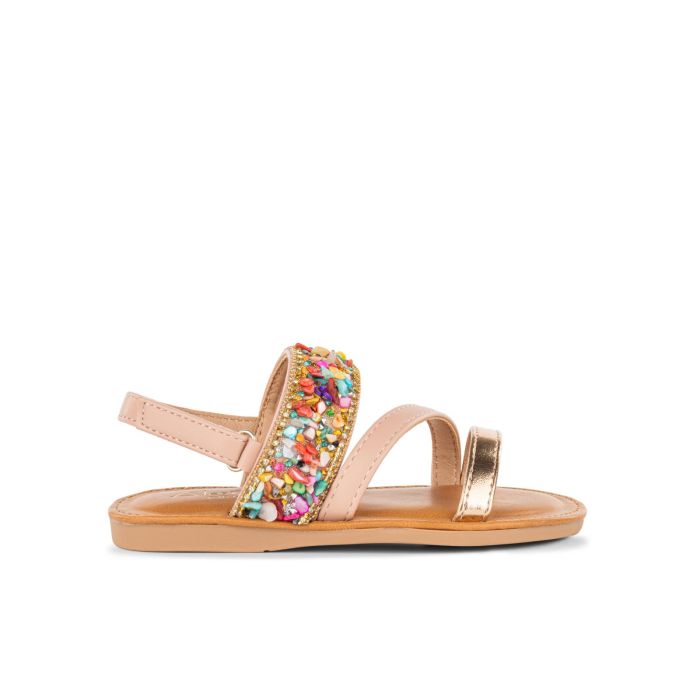 Sandali rosa con glitter multicolor da bimba