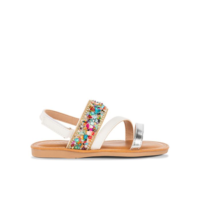 Sandali bianchi con glitter multicolor da bimba
