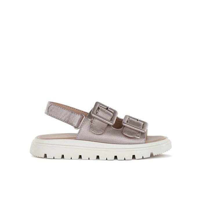 Sandali rosa da bambina con doppia fibbia e cinturino con velcro