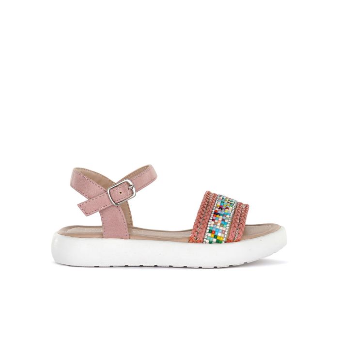 Sandali rosa da bambina con dettaglio perline