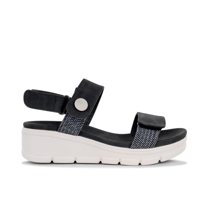 Sandali casual neri da donna con zeppina