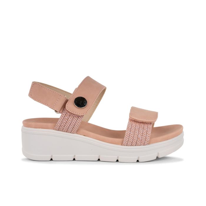 Sandali casual rosa da donna con zeppina