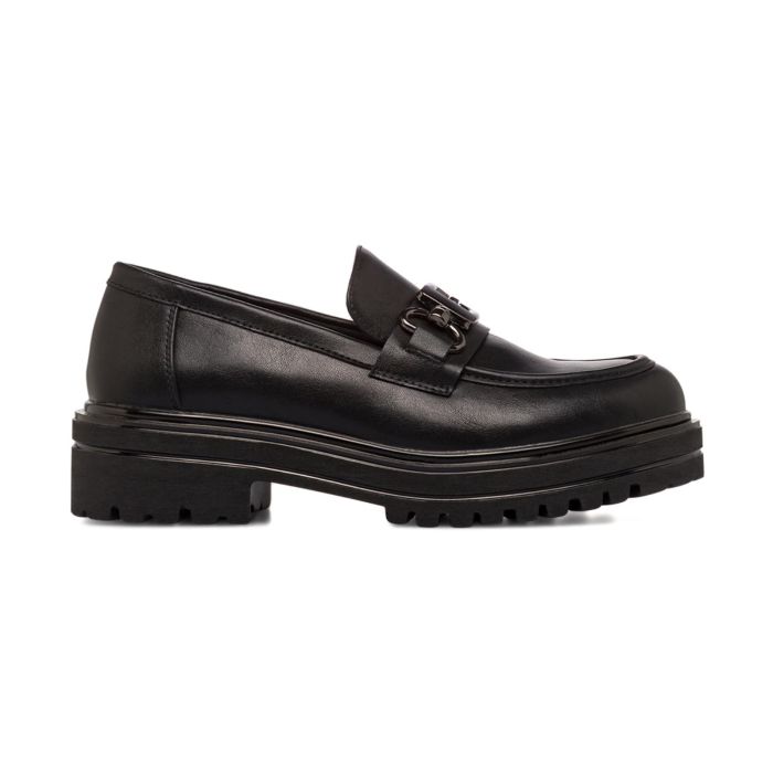 Mocassini neri casual da donna con morsetto