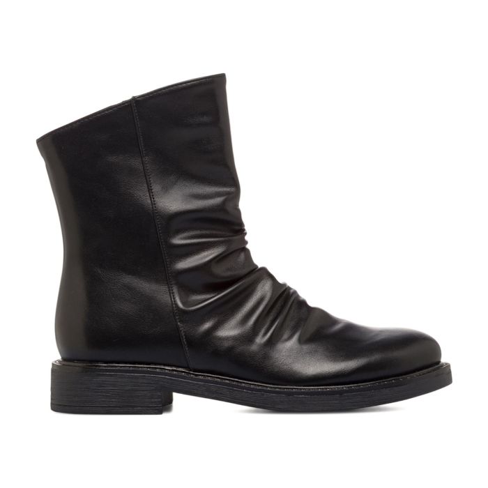 Stivaletti bassi neri da donna con gambale arricciato