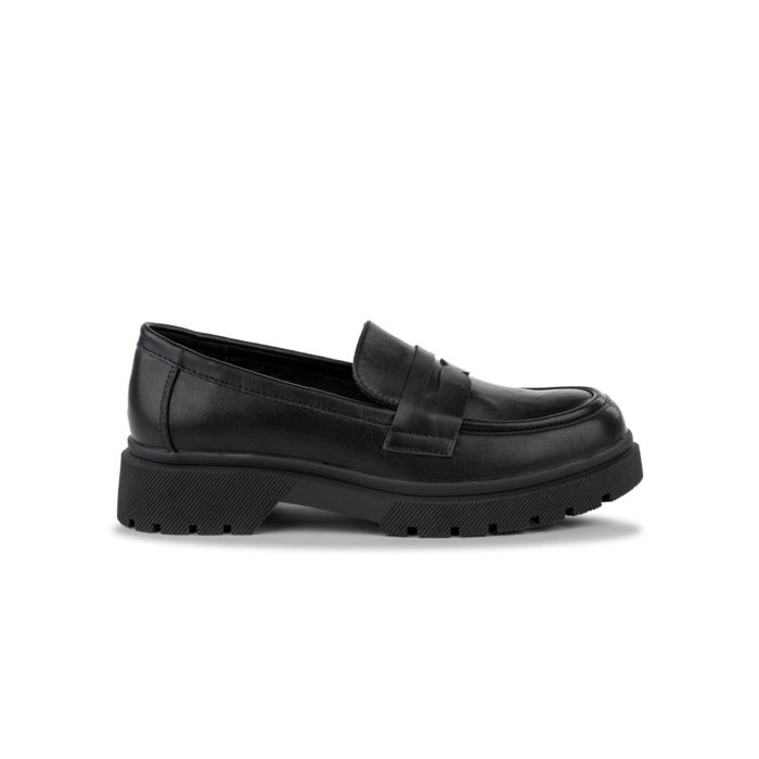 Mocassini casual neri da donna con fessura a bocca di leone