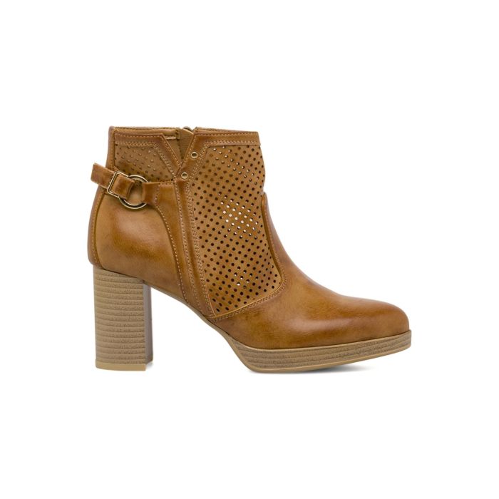 Stivaletti traforati Alesya marroni da donna con tacco alto