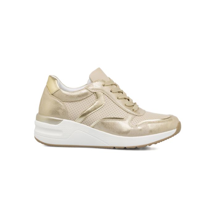 Sneakers oro Estradà da donna con zeppa