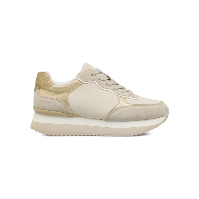 Sneakers beige Estradà da donna con suola platform