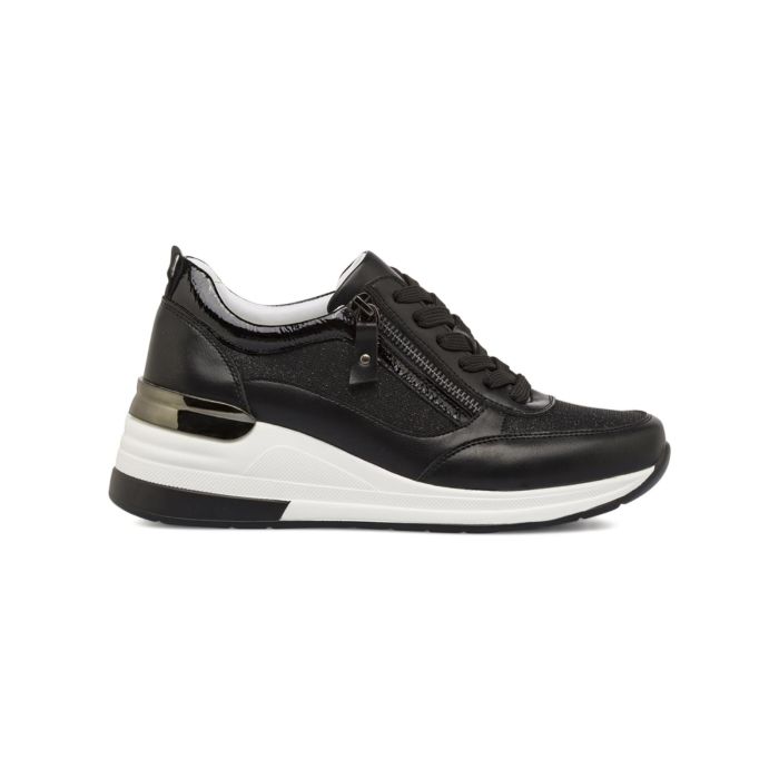 Sneakers nere Estradà da donna con zeppa, lacci e zip