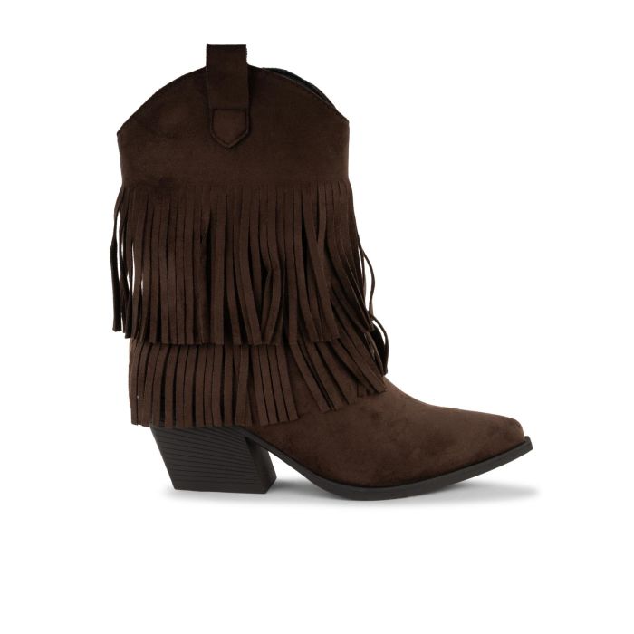 Stivali marrone scuro texani Alesya da donna con frange e tacco