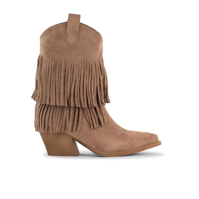 Stivali marroni texani Alesya da donna con frange e tacco