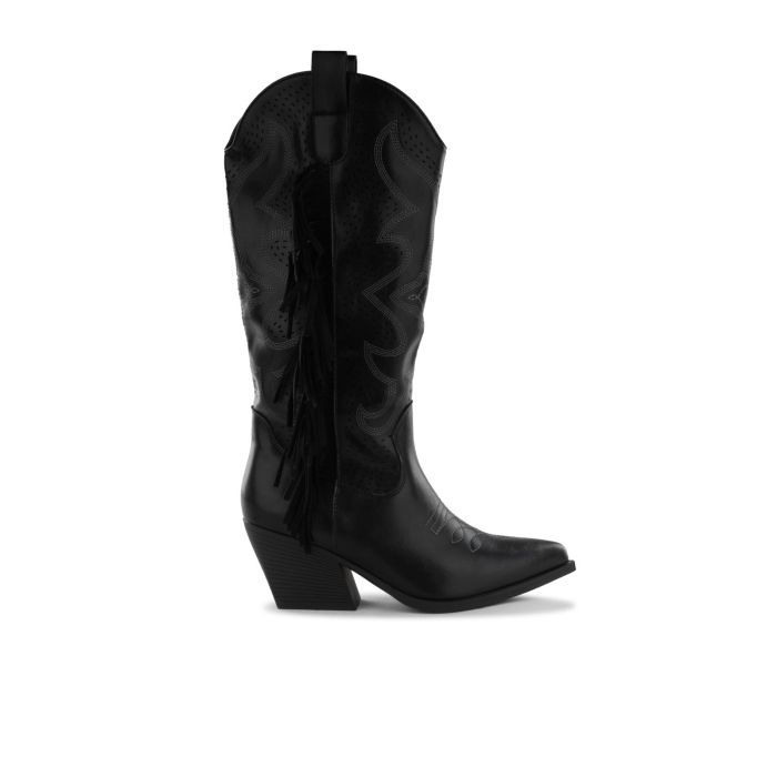 Stivali texani neri Alesya da donna con frange e cuciture