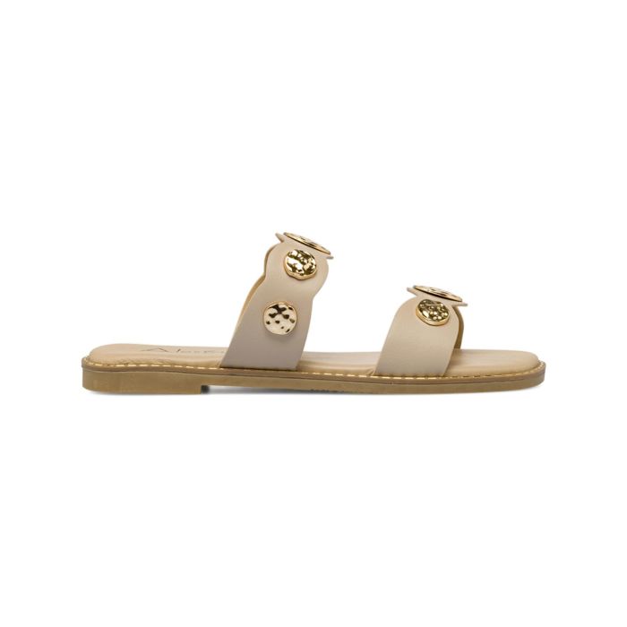 Sandali bassi beige Alesya da donna con maxi borchie