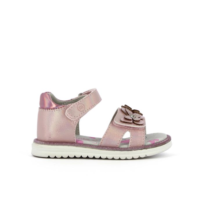 Sandali rosa con velcro glitter e farfalle da bimba