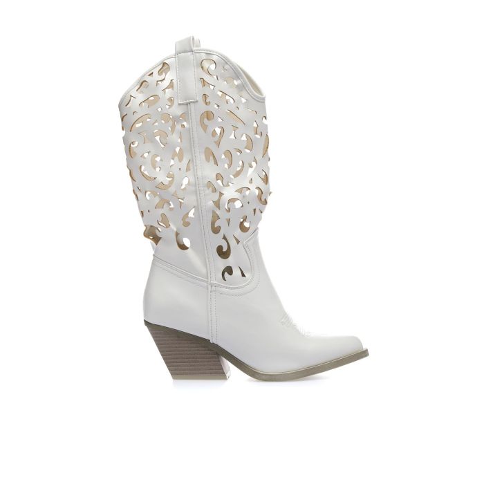 Stivali texani bianchi traforati