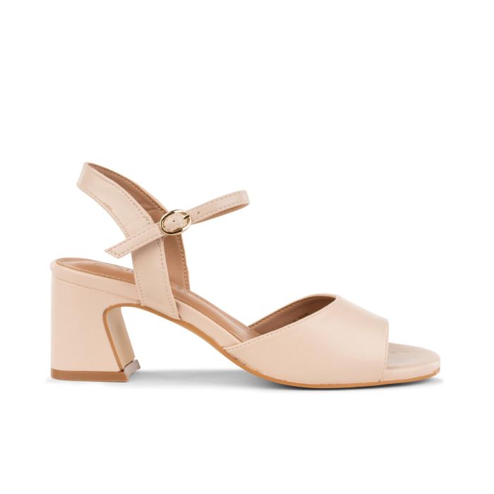 Sandali bianchi da donna con tacco basso largo e cinturino