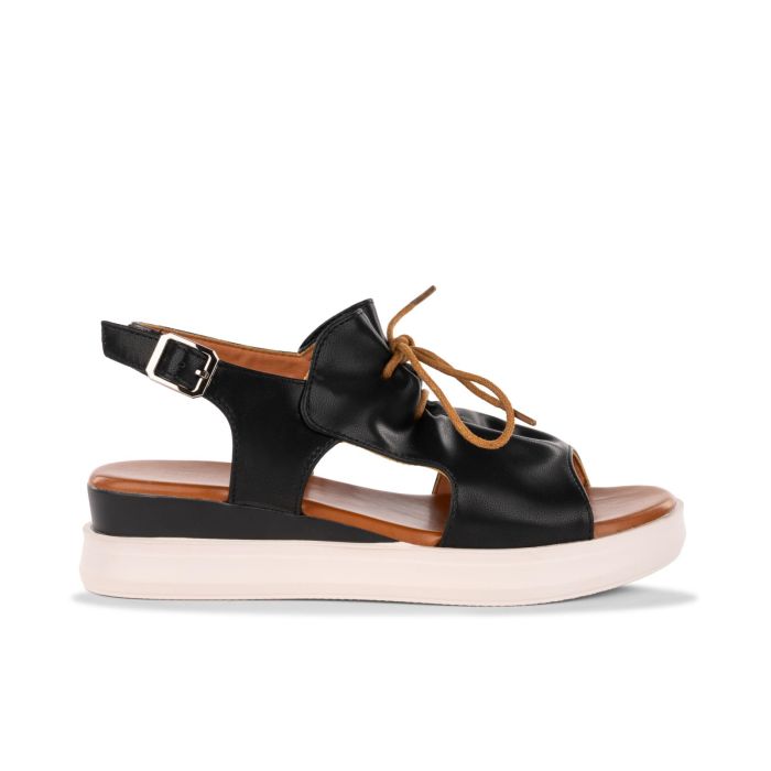 Sandali bassi neri con platform e da donna