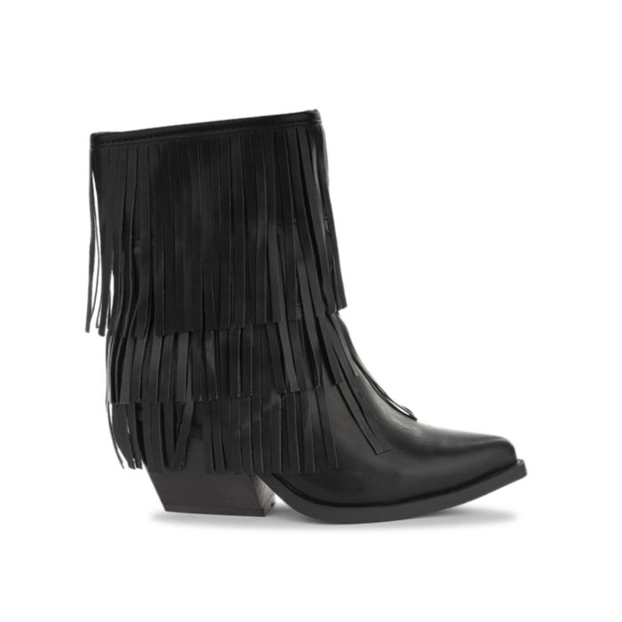 Stivaletti texani Alesya neri da donna con frange