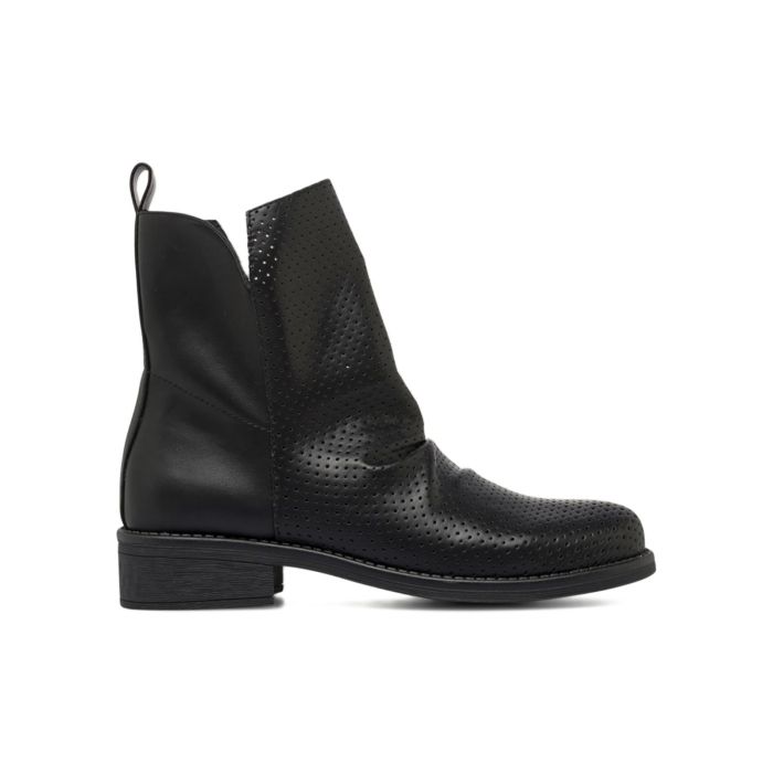 Stivaletti bassi Obsel: neri da donna con arricciatura e inserto laserato