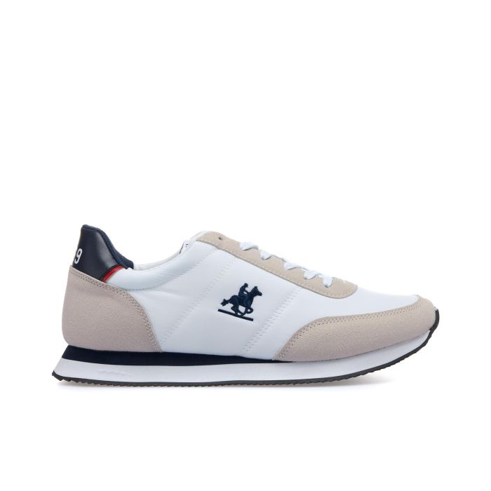 Sneakers uomo beige con logo laterale