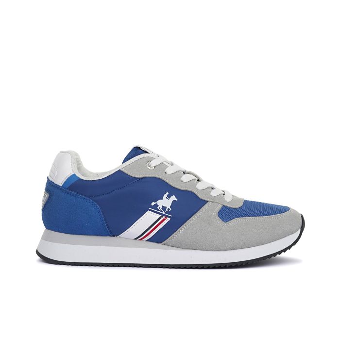 Sneakers blu con stemma laterale