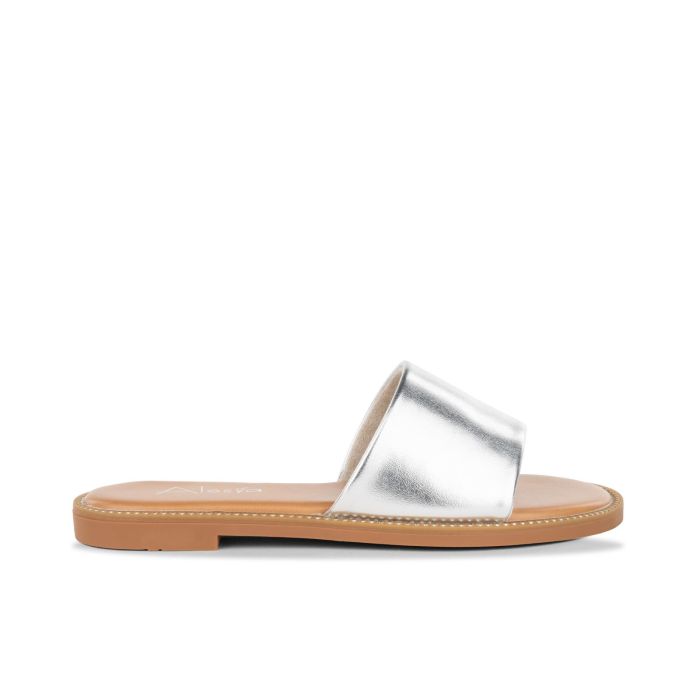 Ciabattine argento da donna con fascia