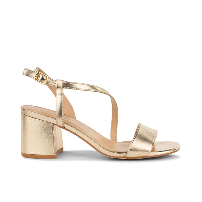 Sandali con tacco oro da donna